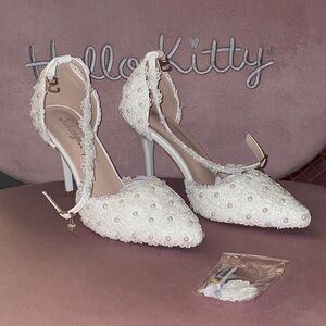 Elegant White Lace Heels
